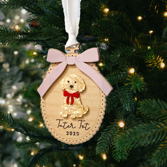 Custom Cameo Holiday Dog Ornament - 2025 Edition
