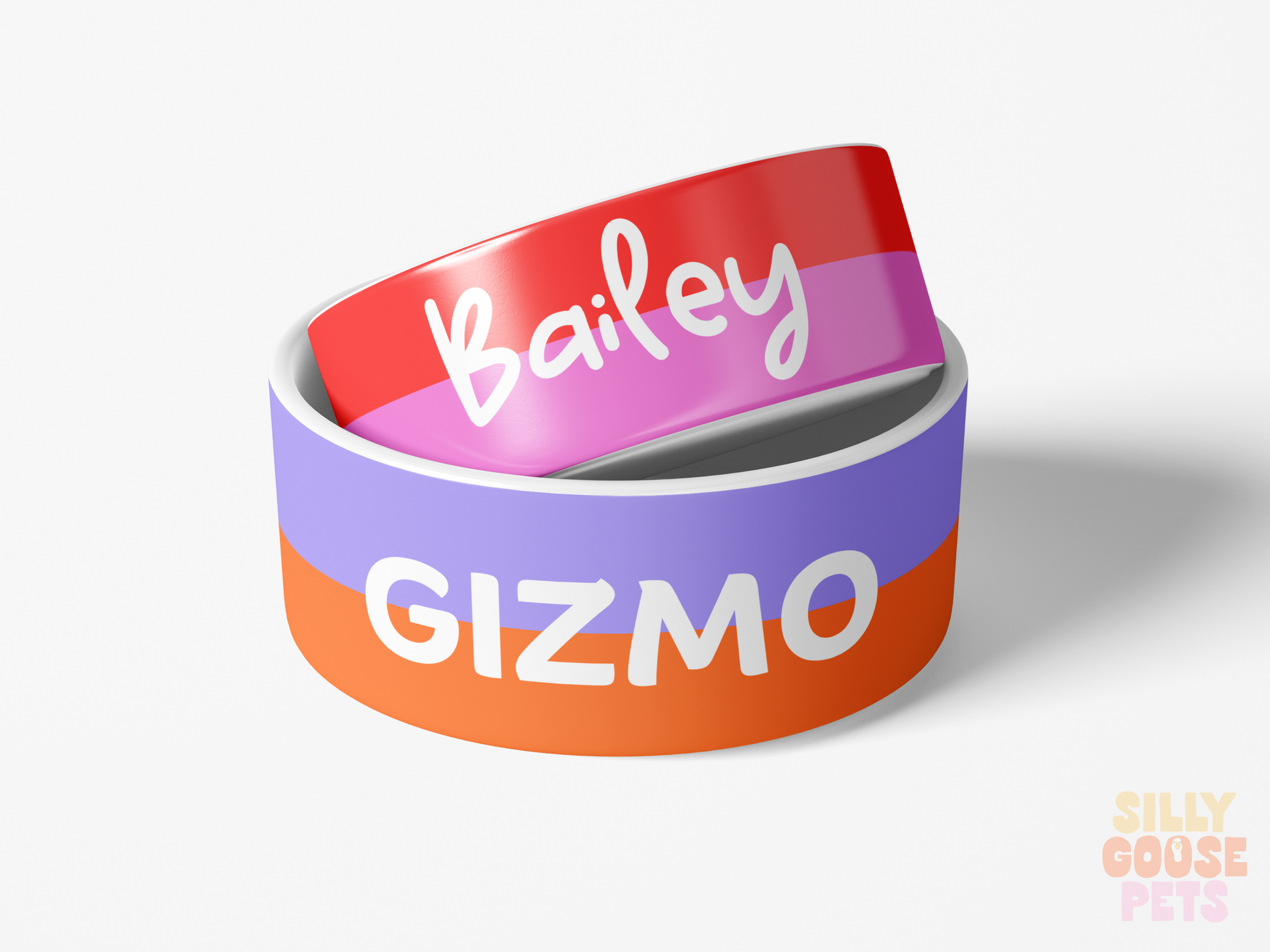 Personalized Ceramic Color Block Aesthetic Pet Bowl Custom Name and Color