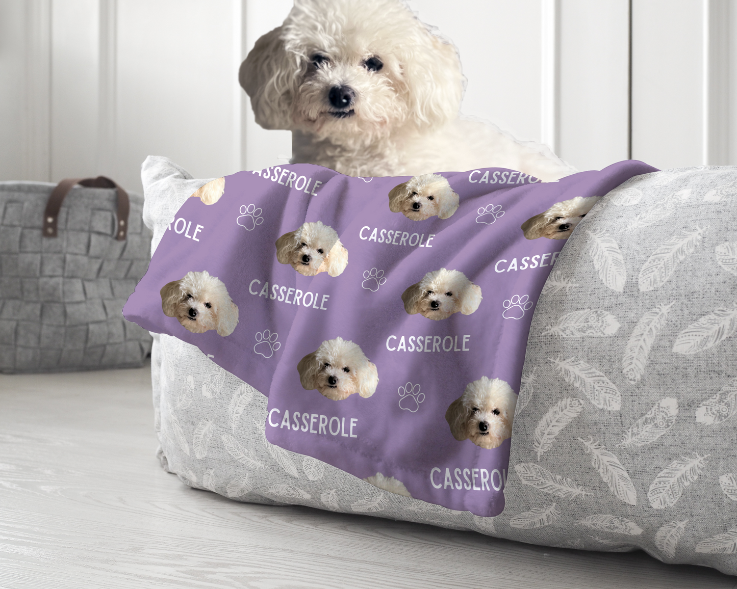 Custom Pet Face & Name Plush Blanket
