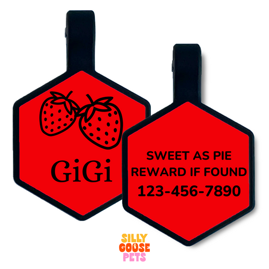 Strawberry Silicone Engraved Pet ID Tag