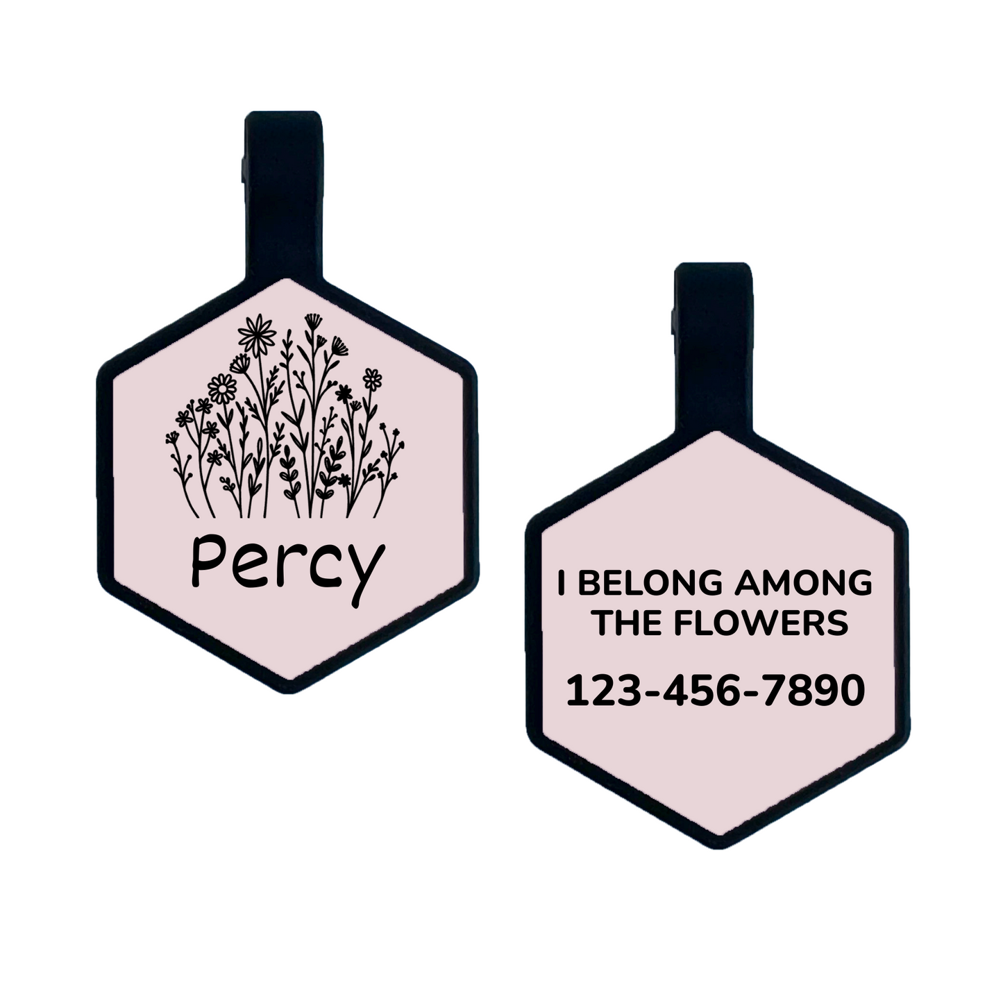 Silicone Pet ID tag Wildflower Design