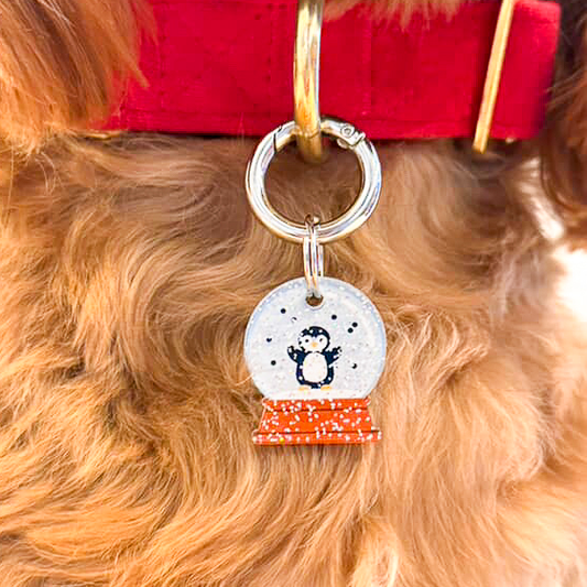 Snowglobe Charm – Penguin Winter Pet Collar Accessory