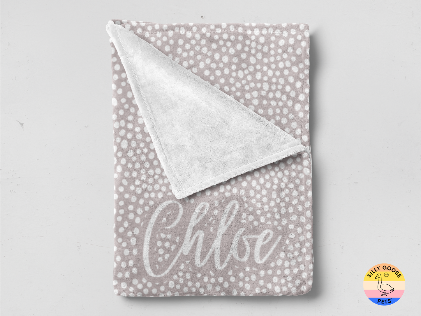Neutral Grey Dots Personalized Pet Blanket