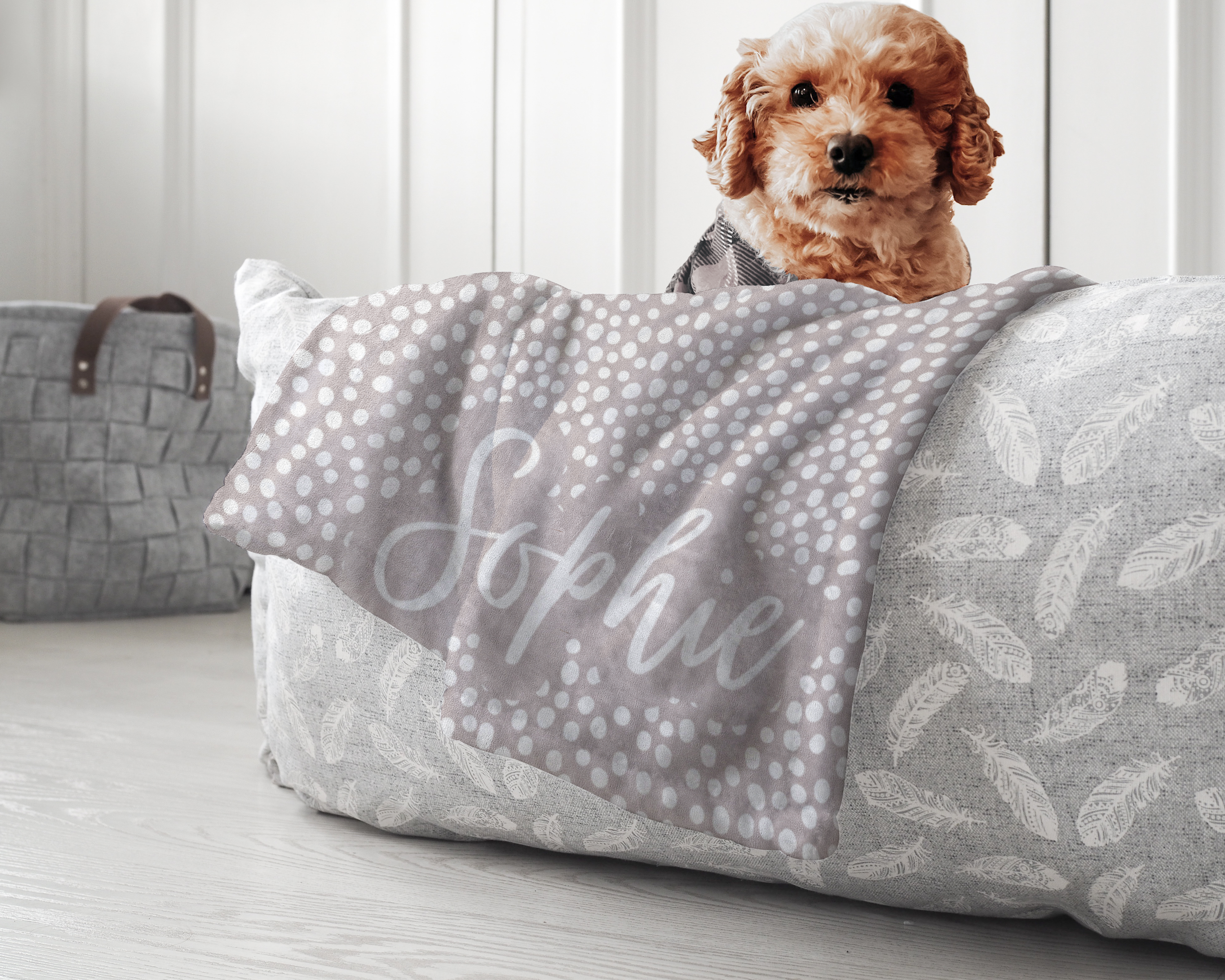Personalised dog blanket deals grey