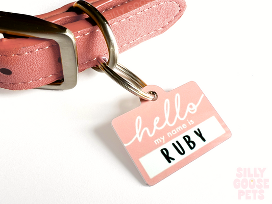 Custom Cute Pet Id tag Hello My Name Is