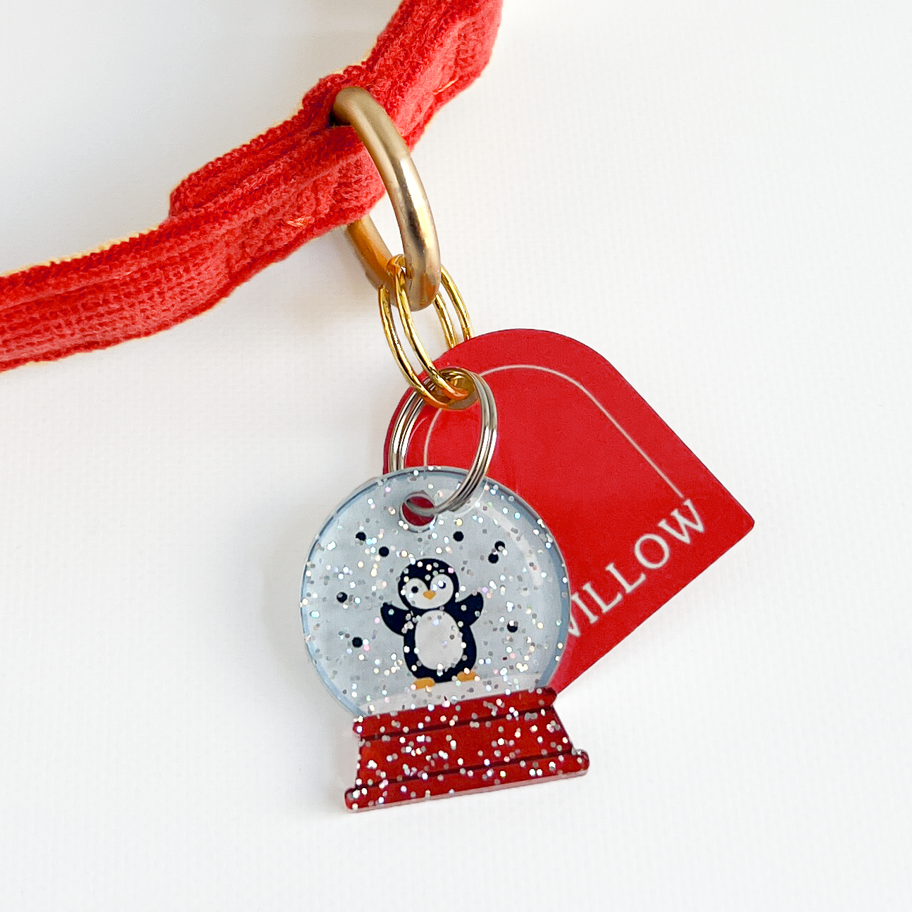 Snowglobe Charm – Penguin Winter Pet Collar Accessory