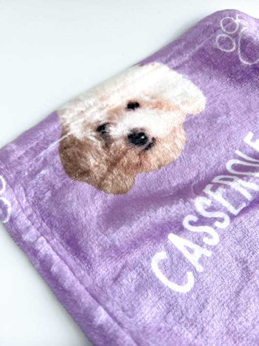 Custom Pet Face & Name Plush Blanket
