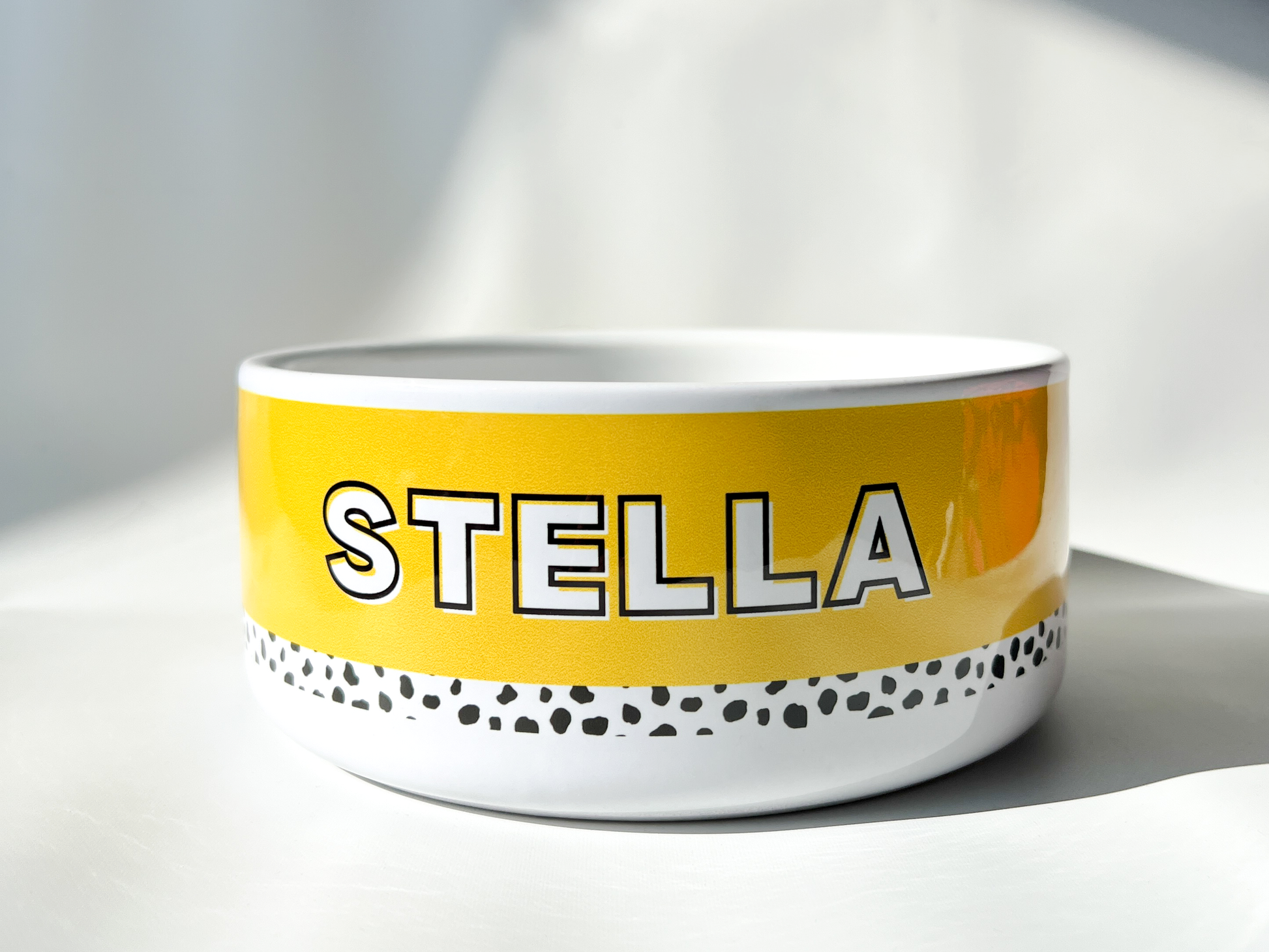 Custom Dalmatian Dotted Pet Bowl Personalized