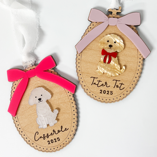Custom Cameo Holiday Dog Ornament - 2025 Edition