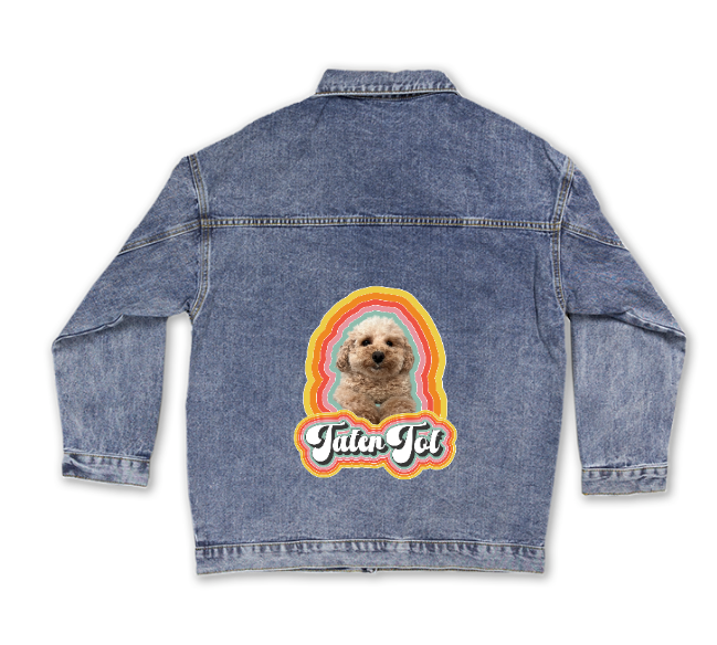 Retro Custom Pet Portrait Denim Jacket