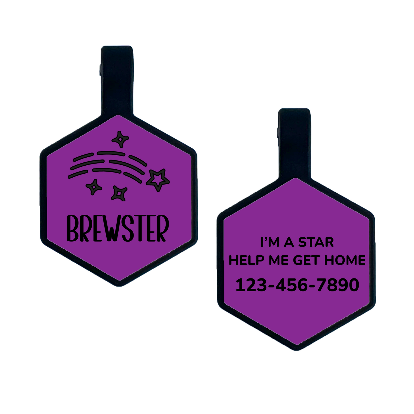 Shooting Star Silicone Engraved Pet ID Tag
