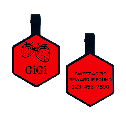 Strawberry Silicone Engraved Pet ID Tag