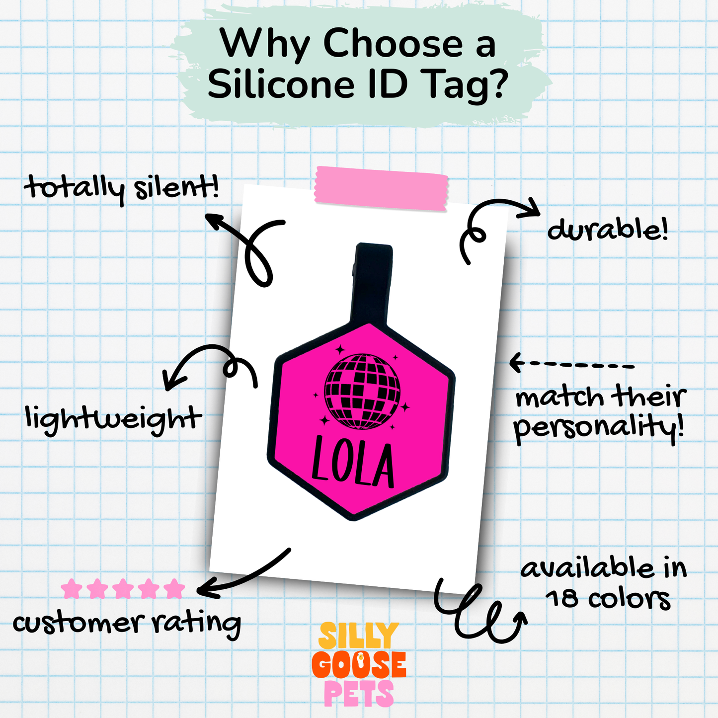 QR Code Silicone Pet ID Tag