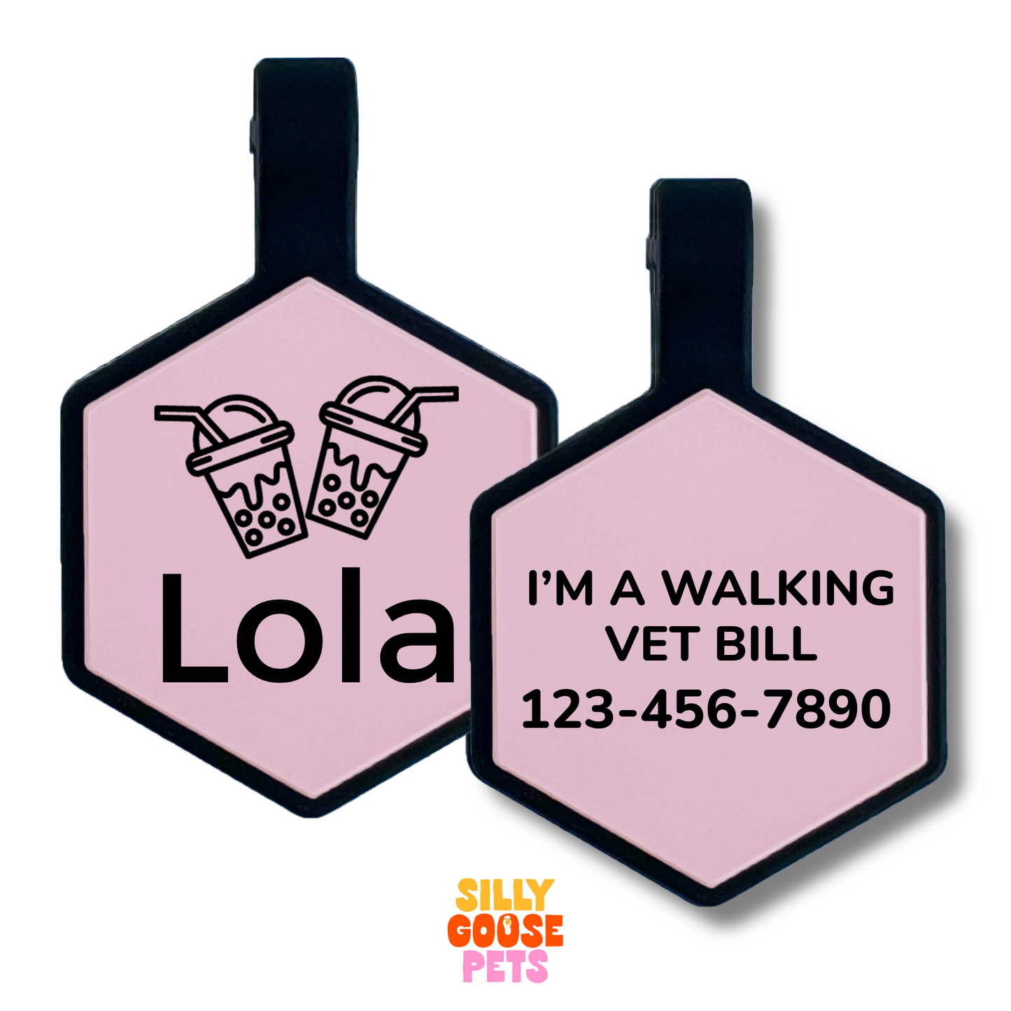 Boba Tea Silicone Engraved Pet ID Tag