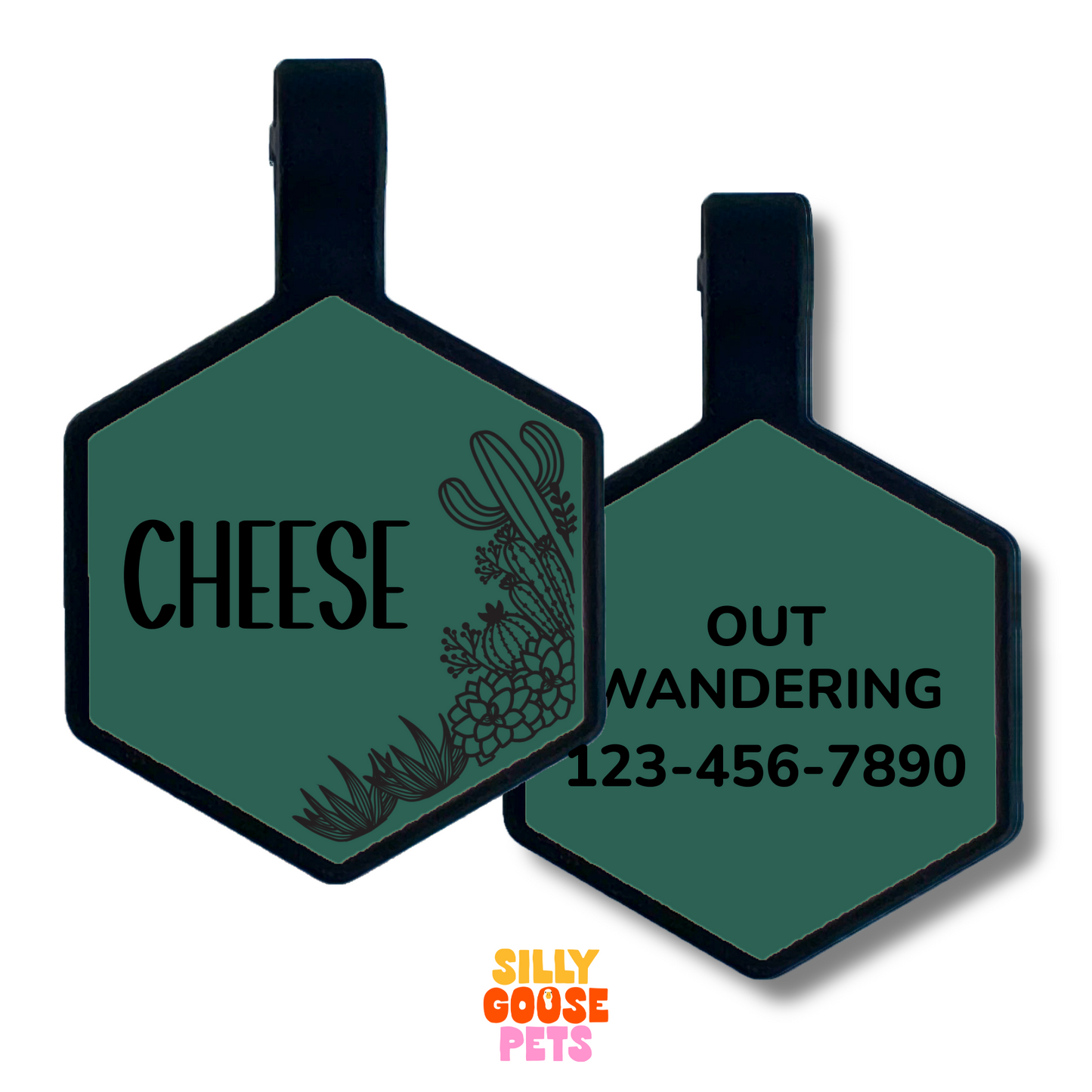 Succulents Silicone Engraved Pet ID Tag