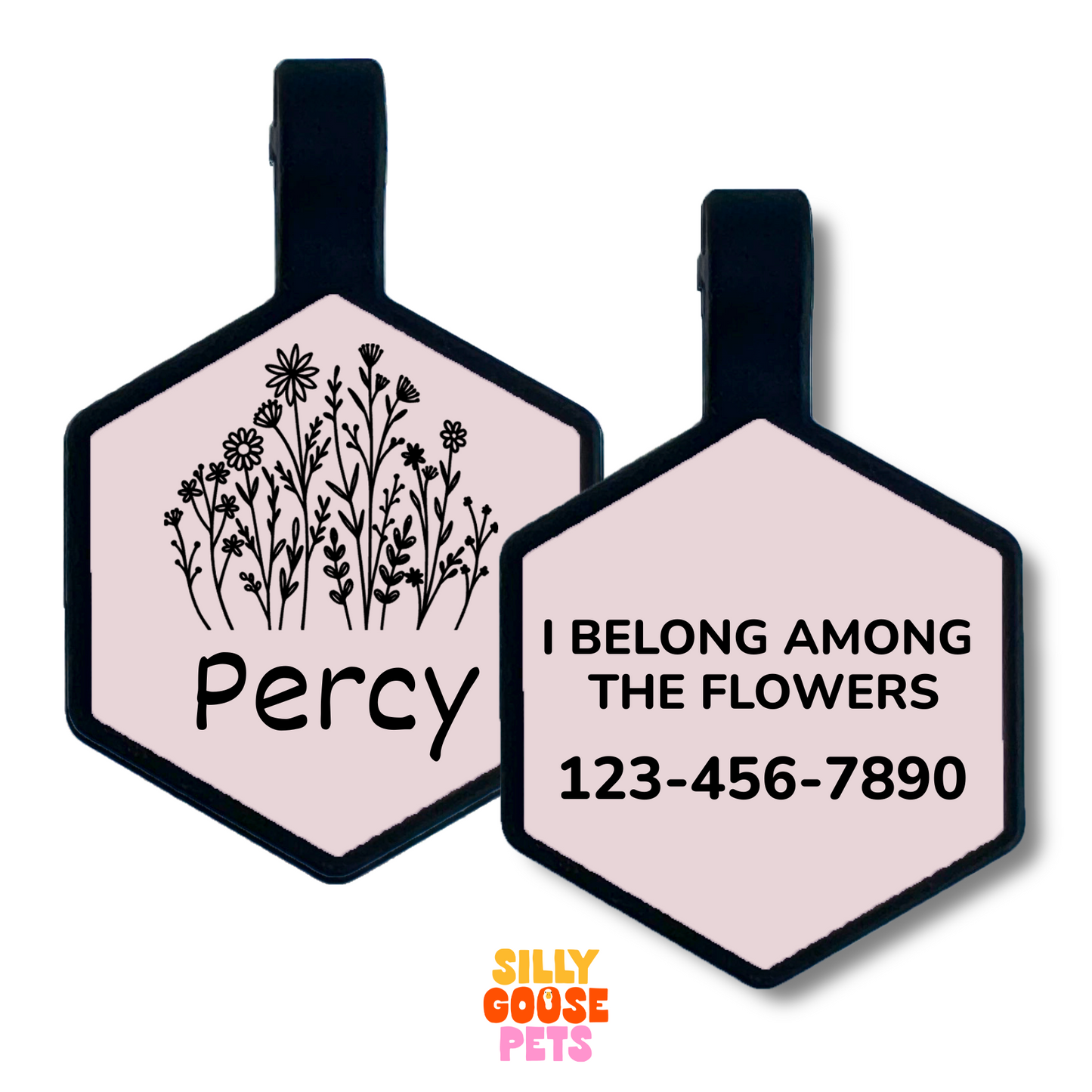 Wildflowers Silicone Engraved Pet ID Tag