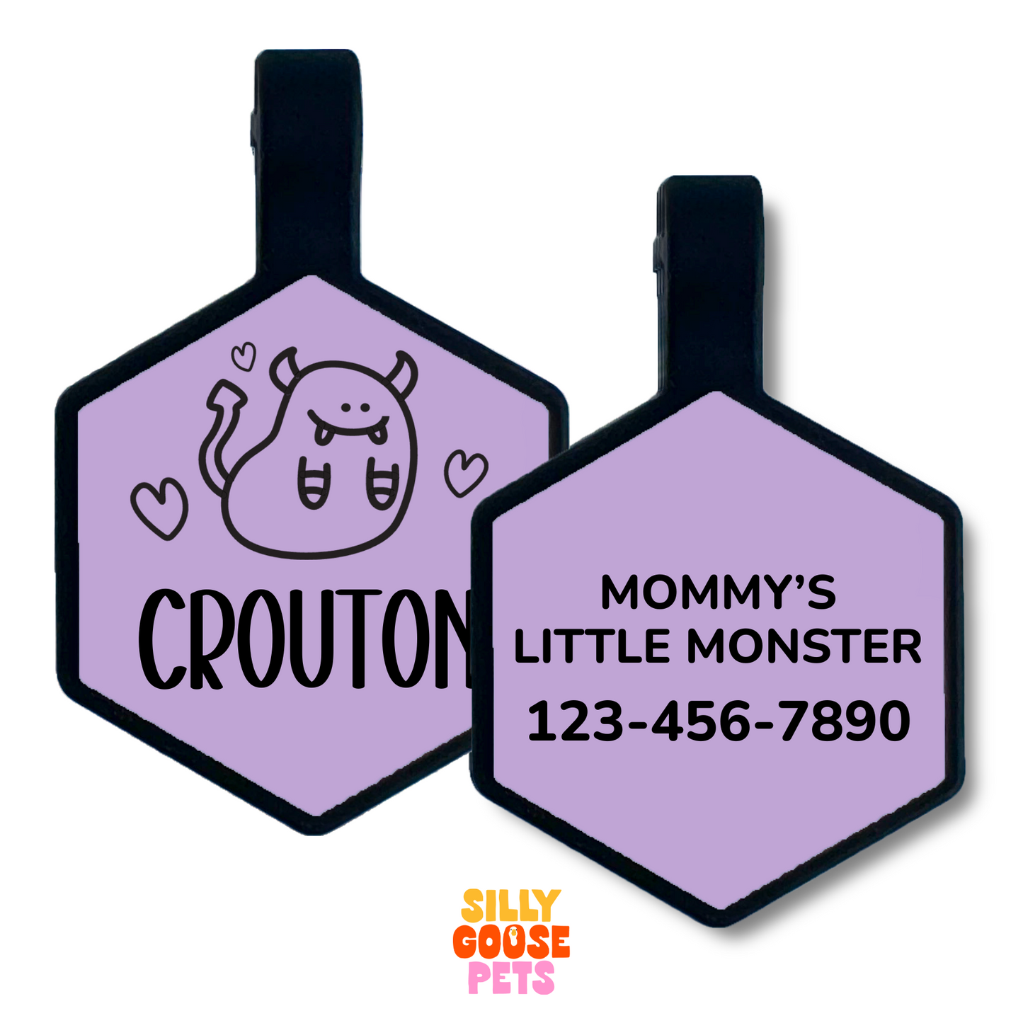 Monster Silicone Engraved Pet ID Tag