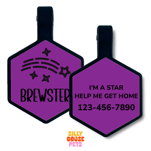 Shooting Star Silicone Engraved Pet ID Tag