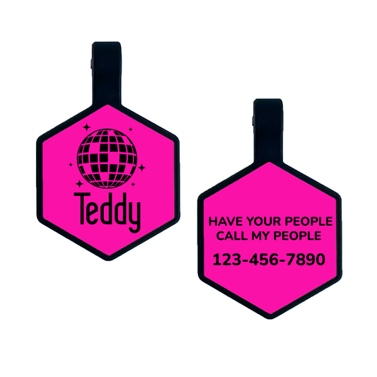 Silicone Pet ID Tag Disco Ball Design