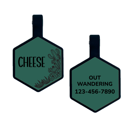 Silicone Pet ID Tag Succulent Design