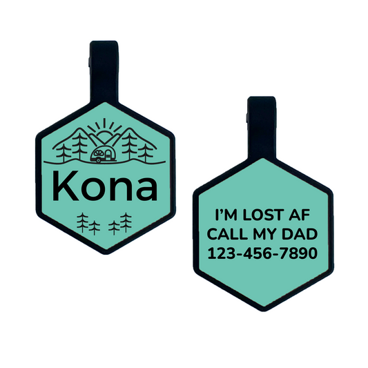 Silicone Pet Id Tag Camping Mountain Design