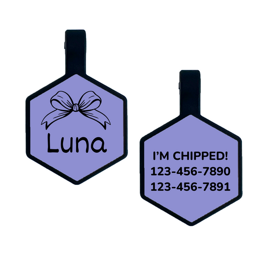 Silicone Pet Id Tag Coquette Bow Design