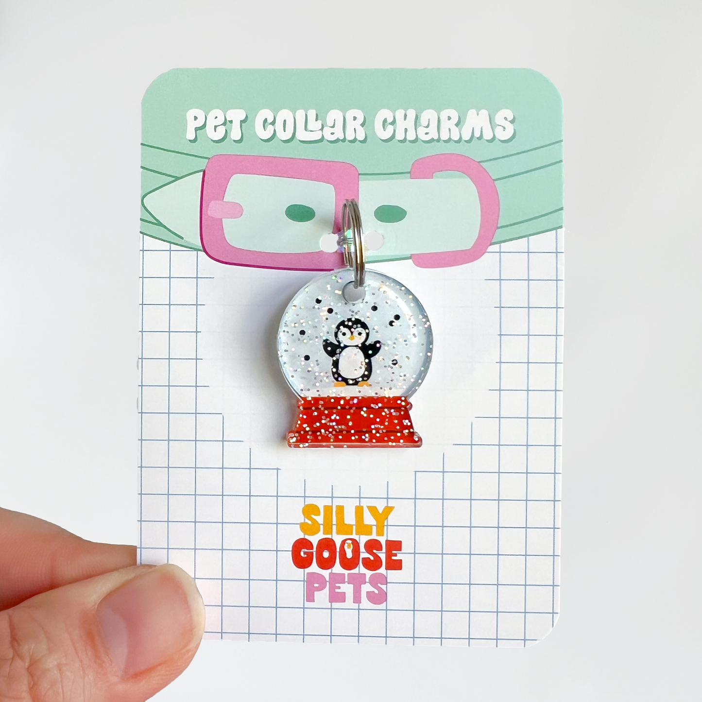 Snowglobe Charm – Penguin Winter Pet Collar Accessory